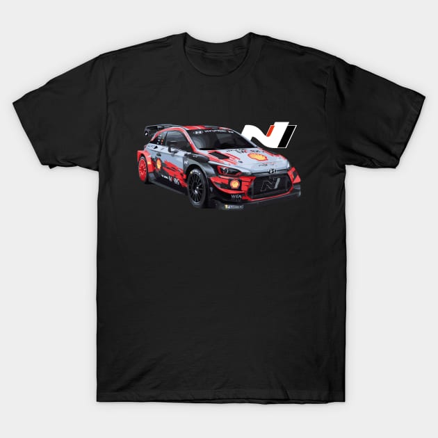 Ott Tänak Hyundai i20 N Rally2 car T-Shirt by cowtown_cowboy